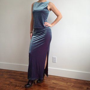 Capucino - Iridescent Velvet Maxi Skirt